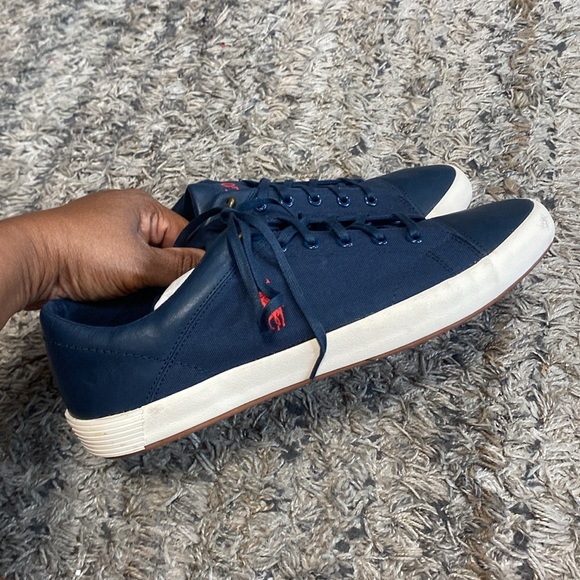 NWOB Polo by Ralph Lauren navy Blue canvas Sneakers Classic Design sz 10 - Picture 7 of 14